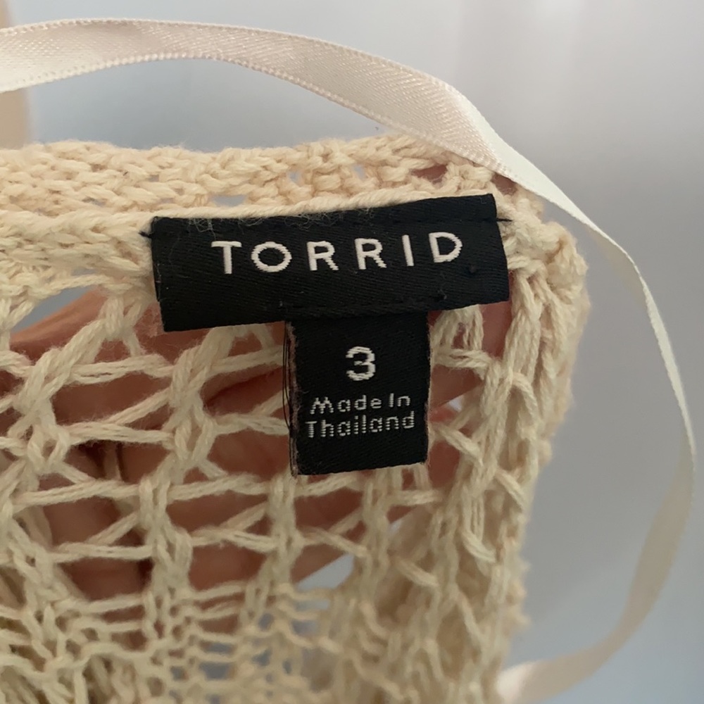 Torrid ivory multi striped crochet cardigan - Picture 6 of 8